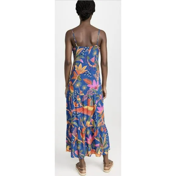 Farm Rio $185 Macaw Cover up Tie Front Midi Dress NWT Sz Small
