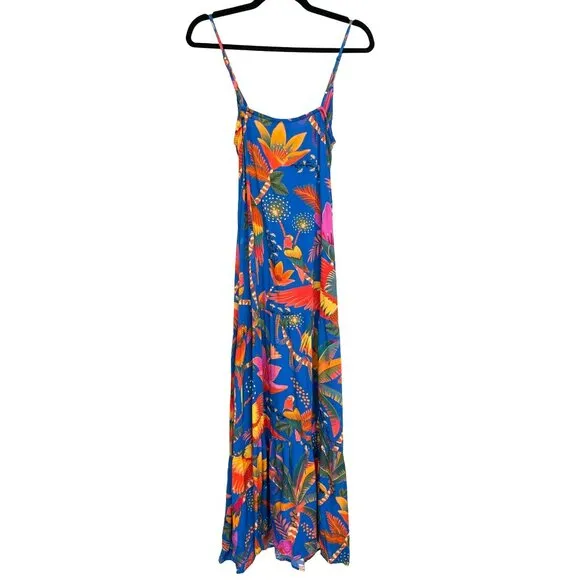 Farm Rio $185 Macaw Cover up Tie Front Midi Dress NWT Sz Small