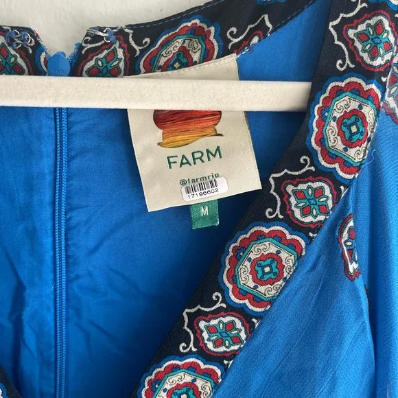 FARM RIO Anika Tiles Blue Maxi Dress Size Medium