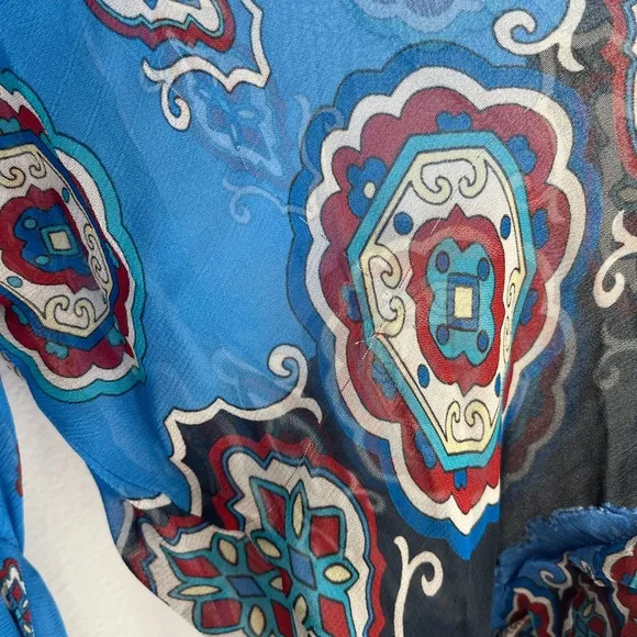 FARM RIO Anika Tiles Blue Maxi Dress Size Medium