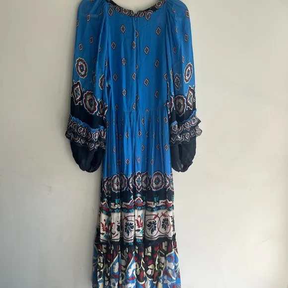 FARM RIO Anika Tiles Blue Maxi Dress Size Medium