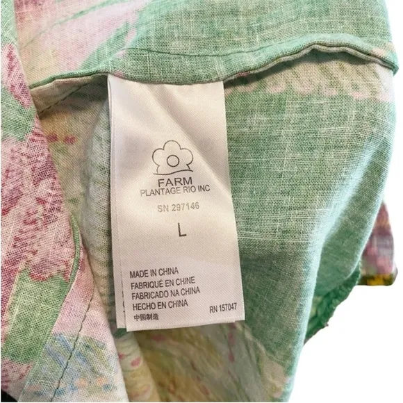 FARM Rio Banana Leaves Off Shoulder Midi Dress Large NWT!