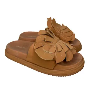 Farm Rio Camel Tan Monstera Slide Sandals Size 8