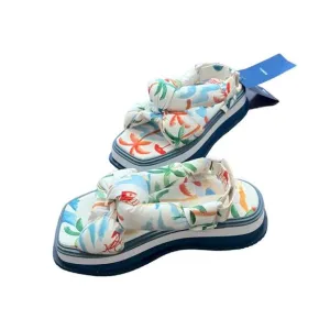 Farm Rio Copacabana Scarf Print Platform Puffy Tropical Sandals Size 8