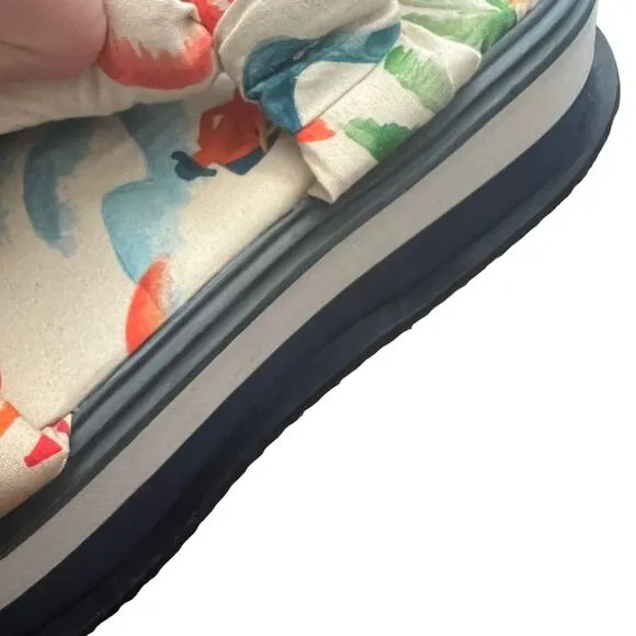 Farm Rio Copacabana Scarf Print Platform Puffy Tropical Sandals Size 8