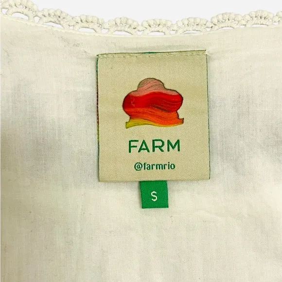 Farm Rio - Macaw Cross Stitch Embroidered Mini Dress-Off White Size S