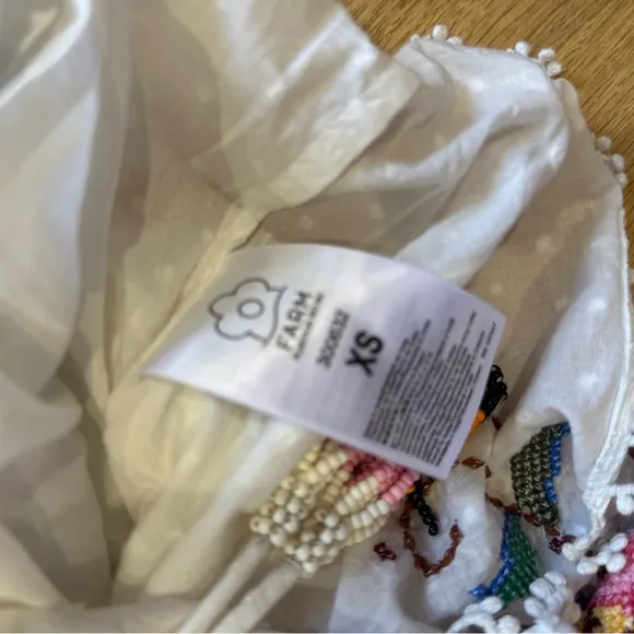Farm Rio Macaw Stitch Embroidered White mini Dress  NWT