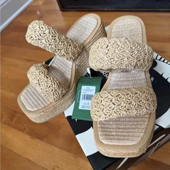 Farm Rio Natural Crocheted Puffy Platform Sandals
