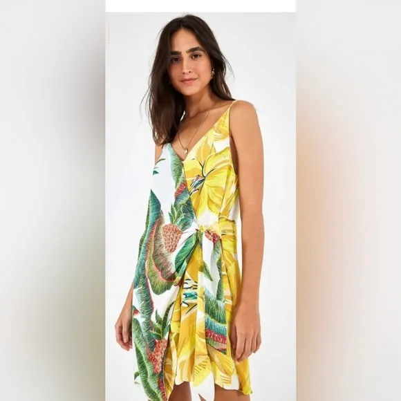 Farm Rio Pineapple jungle print mini dress Sz S