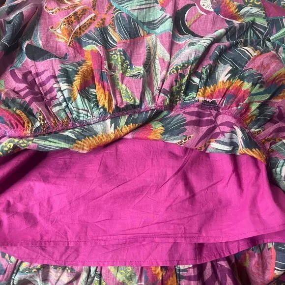 FARM Rio Rainbow‎ Macaws Mini Dress Balloon Sleeves Cotton Dress Size Medium