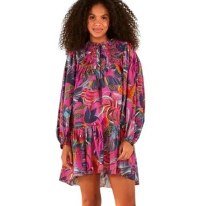 FARM Rio Rainbow‎ Macaws Mini Dress Balloon Sleeves Cotton Dress Size Medium
