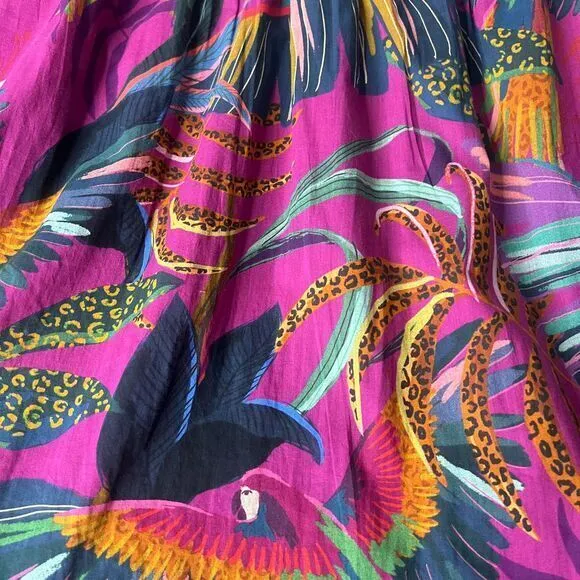 FARM Rio Rainbow‎ Macaws Mini Dress Balloon Sleeves Cotton Dress Size Medium