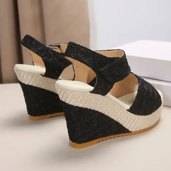 Faux leather wedge platform sandals sz 8