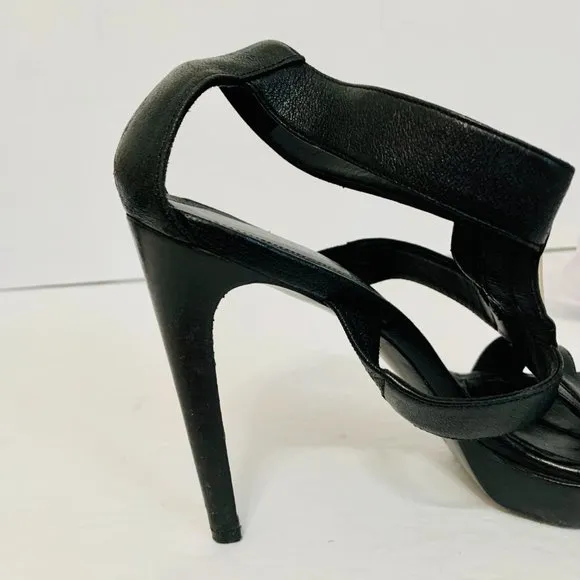 FENDI CAGE LEATHER STRAPPY HIGH HEELS SANDALS MADE IN ITALY