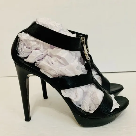 FENDI CAGE LEATHER STRAPPY HIGH HEELS SANDALS MADE IN ITALY
