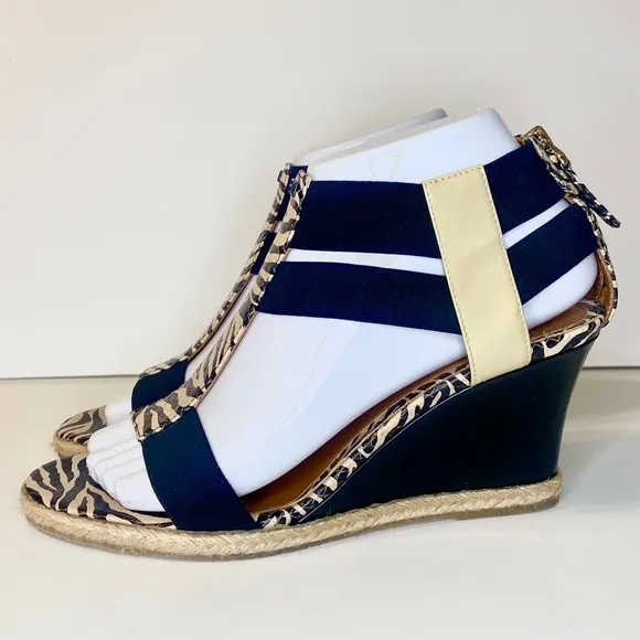 Fendi Carioca Zebra Wedge Sandals Size 38