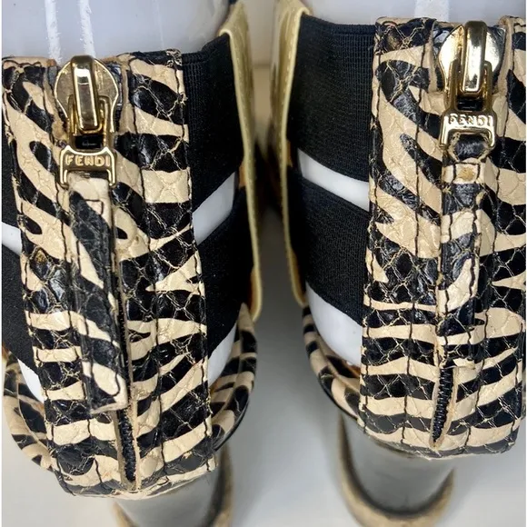Fendi Carioca Zebra Wedge Sandals Size 38