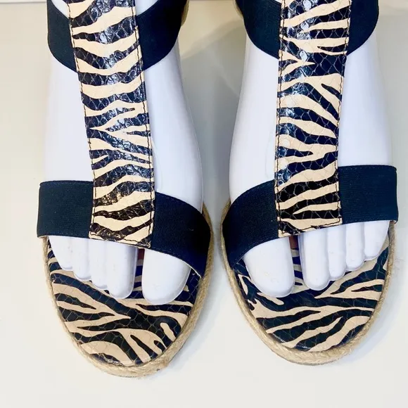 Fendi Carioca Zebra Wedge Sandals Size 38