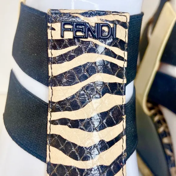 Fendi Carioca Zebra Wedge Sandals Size 38