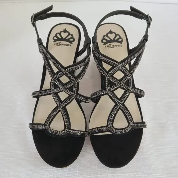 FERGALICIOUS by Fergie Mimic Women's Wedge Sandals in Black Size 7