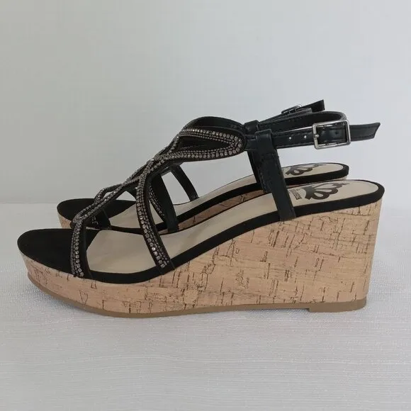 FERGALICIOUS by Fergie Mimic Women's Wedge Sandals in Black Size 7