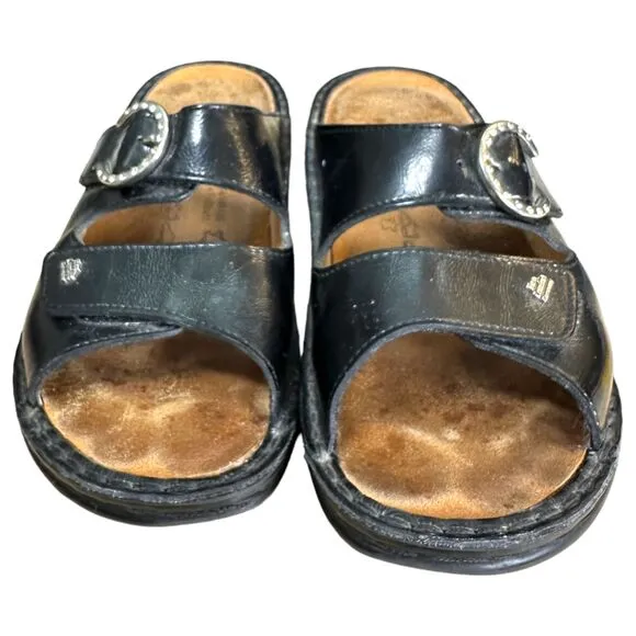 Finn Comfort Black Leather Two Strap Sandals Women's Size 36 (US 6)