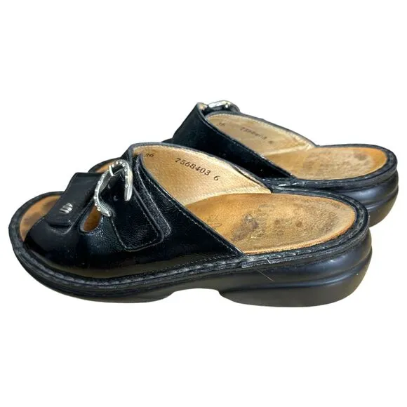 Finn Comfort Black Leather Two Strap Sandals Women's Size 36 (US 6)