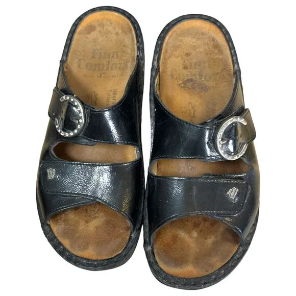 Finn Comfort Black Leather Two Strap Sandals Women's Size 36 (US 6)