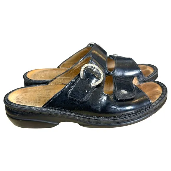 Finn Comfort Black Leather Two Strap Sandals Women's Size 36 (US 6)