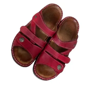 FINN COMFORT Germany Agueda Velcro Orthopaedic Sandals Nubuck Red 38