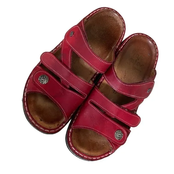 FINN COMFORT Germany Agueda Velcro Orthopaedic Sandals Nubuck Red 38