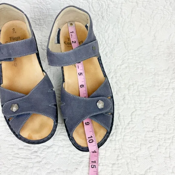 Finn Comfort Women’s Navy Blue Leather Sandals