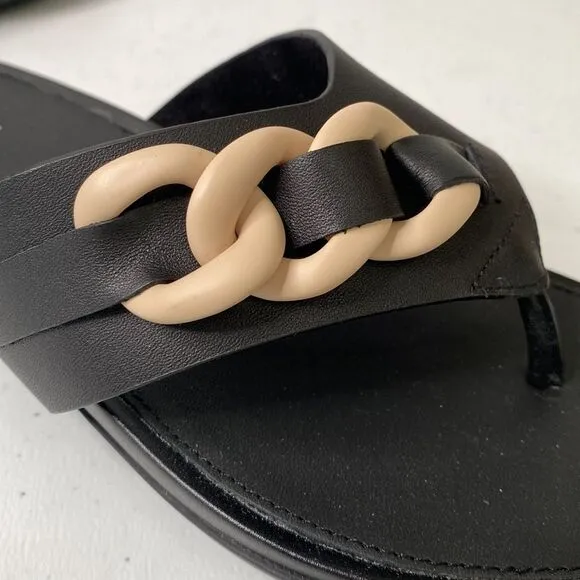 Fitflop Gracie Rubber-Chain Leather Toe-Post Sandals Flip Flops