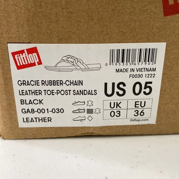 Fitflop Gracie Rubber-Chain Leather Toe-Post Sandals Flip Flops