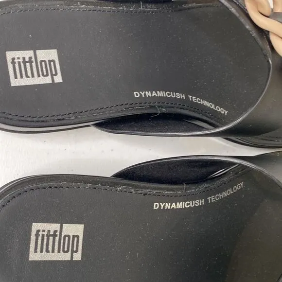 Fitflop Gracie Rubber-Chain Leather Toe-Post Sandals Flip Flops