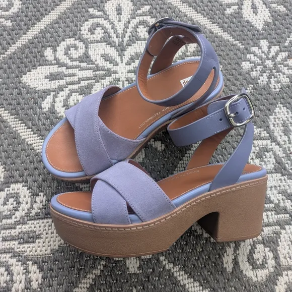 Fitflop Purple Pilar Ankle Strap Platform Sandals. Size 6