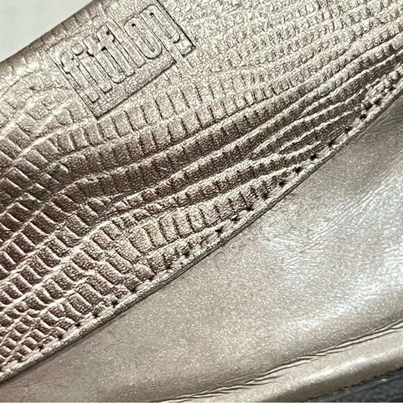 FitFlop Rumba Cha Cha Beaded Fringed Metallic Sandals Size 10