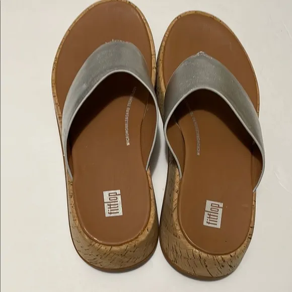 FitFlop Silver Wedge Sandals Size 8M