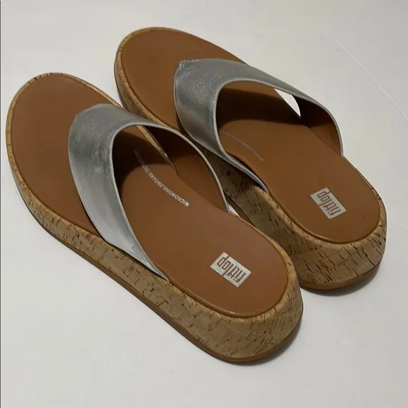 FitFlop Silver Wedge Sandals Size 8M