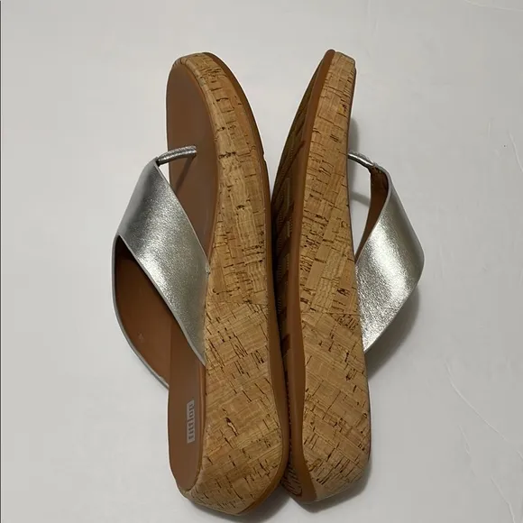 FitFlop Silver Wedge Sandals Size 8M