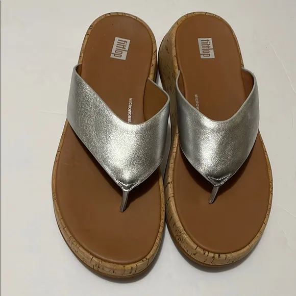 FitFlop Silver Wedge Sandals Size 8M