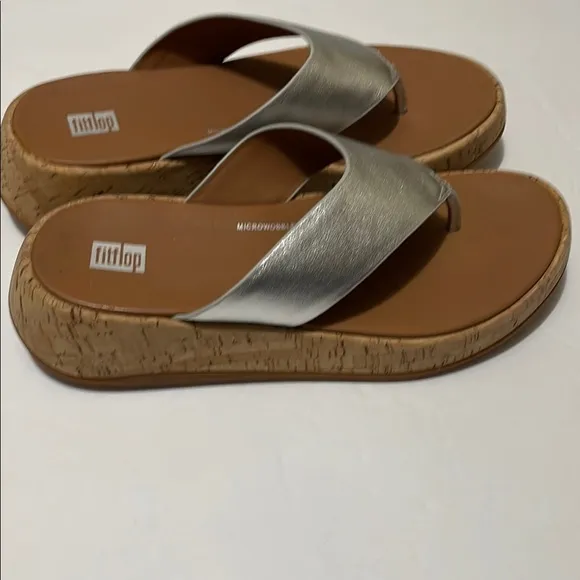 FitFlop Silver Wedge Sandals Size 8M