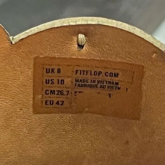 FitFlop Super Bronze Leather Sandals with Amber Rhinestones Size 10