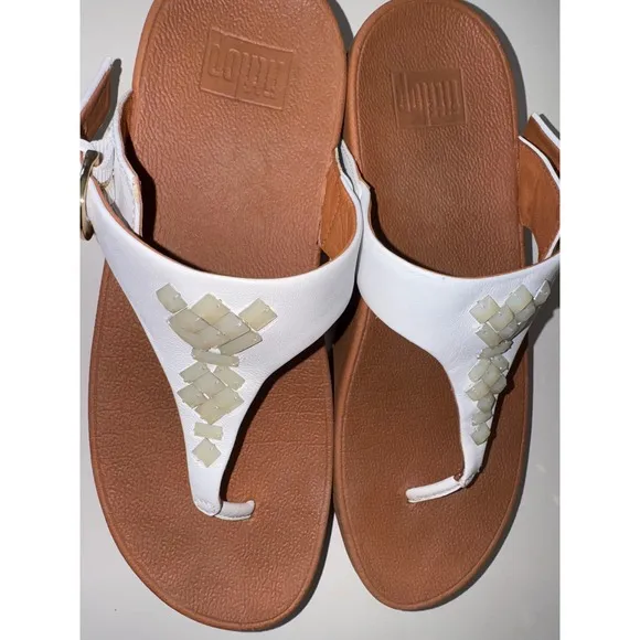 FitFlop Women's The Skinny Toe-Thong Sandals-Crystal White size 7