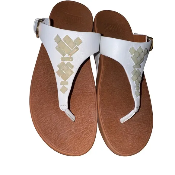 FitFlop Women's The Skinny Toe-Thong Sandals-Crystal White size 7