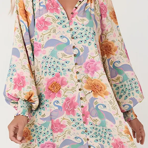 Floral Peacock Dream Dress