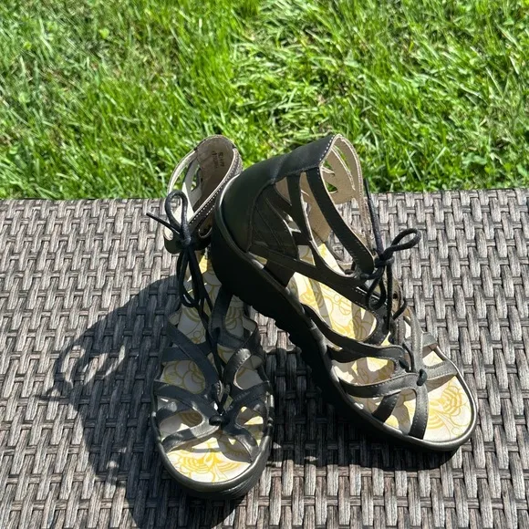 Fly London Pewter Lace-Up Sandals - Size 39