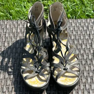 Fly London Pewter Lace-Up Sandals - Size 39