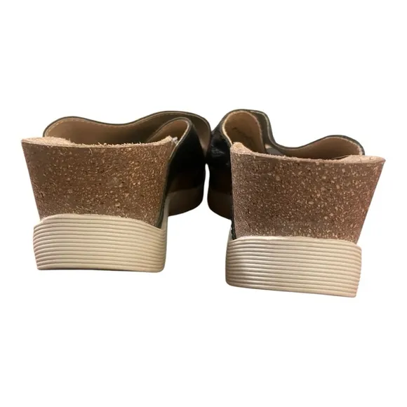 Fly London Wary 895 Black Leather Wedge Sandals EU 37 US 6.5