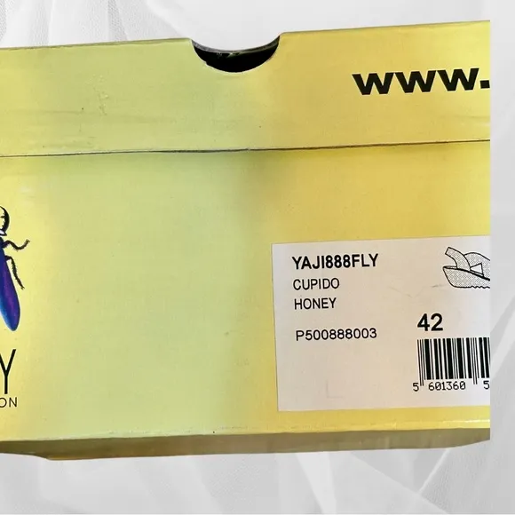 FLY London Women's Cupido Honey Wedge Heel Sandals size 42 New In Box